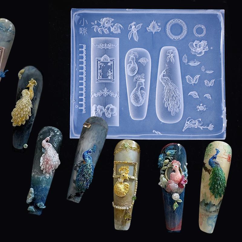 

Форма Силиконовая Украшения для Нейл-арта Сделай сам Форма для Ногтей Форма Павлина Рамка для Фотографий Китайский Стиль Стереоскопическая Пластина для Стемпинга Печать для Ногтей one size