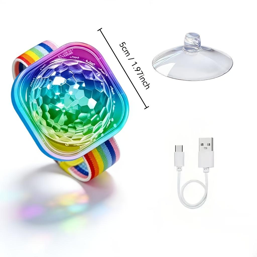 Mini Disco Ball LED Glow Bracelet | Portable Party Wristband Light with Suction Cup, Color-Changing, 4-Color Mode, Battery Powered