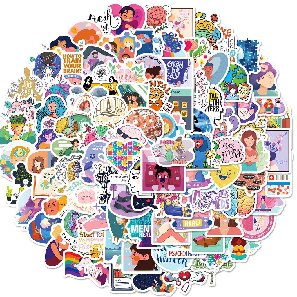 100 Girl Mental Health Theme Series PP Waterproof Stickers DIY Tablet Laptop Stickers