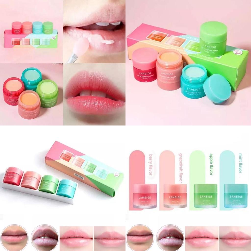 Nourishing Sleep Lip Mask Set Of Four With Moisturizing Hydration For Day And Night Care