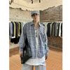 2024 Plaid Long Sleeve Shirt Japanese Hong Kong Style Ins Loose Shirt Boys Summer Trendy Versatile Casual Coat