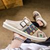 Large Size 46 47 Tribal Mules Man Backless Loafers Slipper Half Shoes For Men Slides Mens Slip On Flats Semi-Drag Casual Shoes