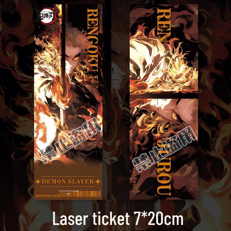 Demon Slayer Rengoku Kyojuro Keychain, Laser Ticket, Postcard & Bookmark Gift Set Rengoku Kyojuro