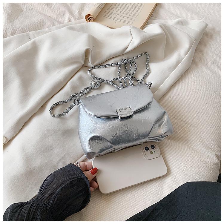 

2025 summer Mori series new high-end texture small fresh French niche design chain messenger bag women s shoulder bag серебряный
