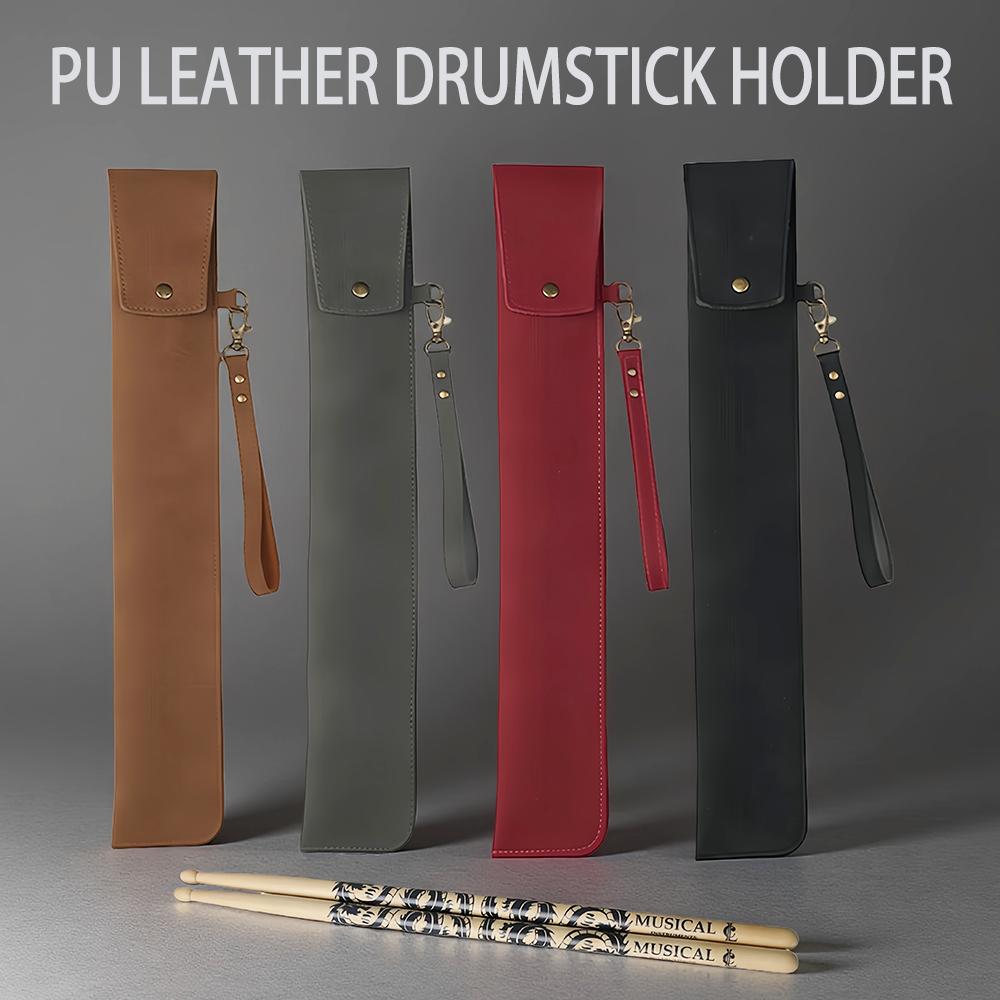 Drum Stick Bag,Portable Drumstick Bag & Case,PU Leather Drumstick Holder with Detachable Wrist Strap for All Drumsticks