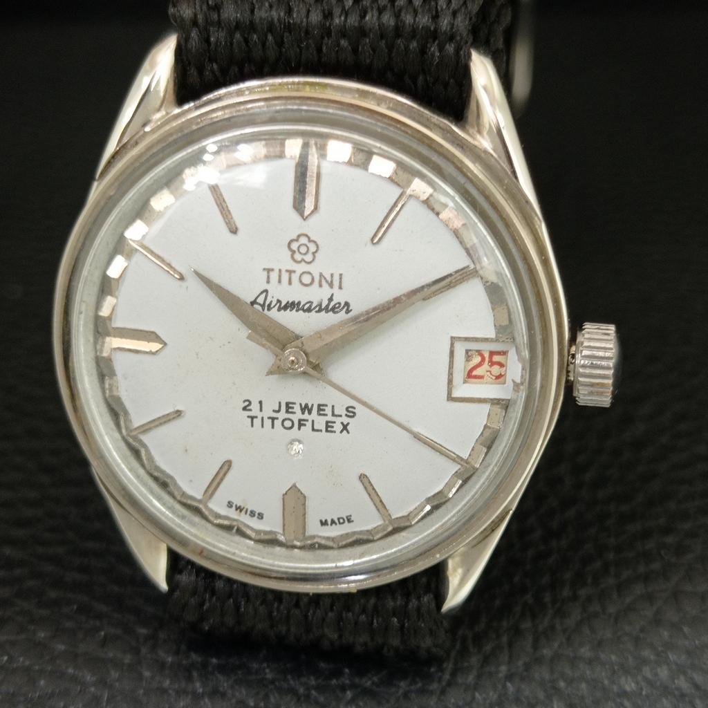 TITONI AIRMASTER TITOFLEX VINTAGE HAND-WINDING SWISS MENS GREY WATCH a705149-1