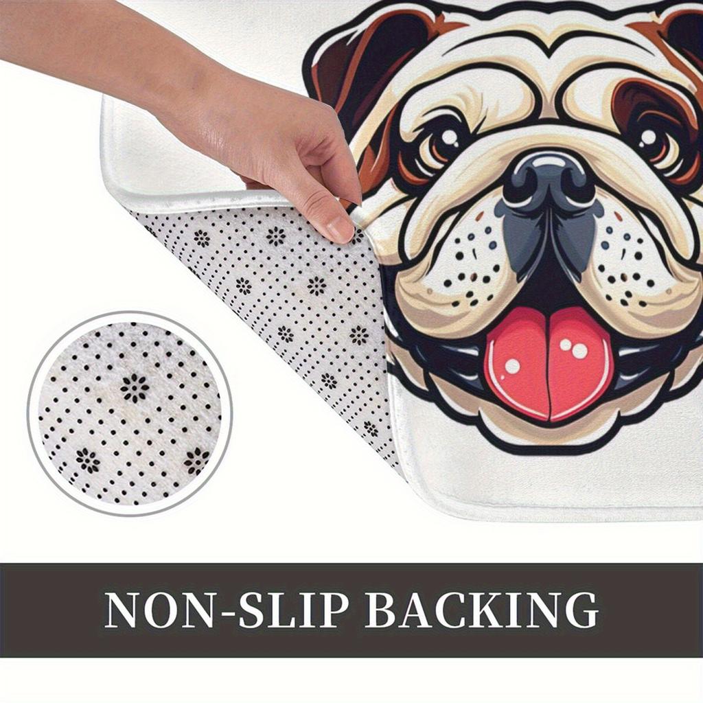 1 Stück Hund-Kuh-Druck Rutschfeste Fußmatte - Waschmaschinenfest, Leichte Polyesterfaser, Rechteckig, Maschinengefertigt, Geeignet für Bettr