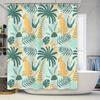 Animal Print Shower Curtain Leopard Palm Leaves Pattern Bath Decor Waterproof Fabric 180X240cm Green Yellow White One Piece Set