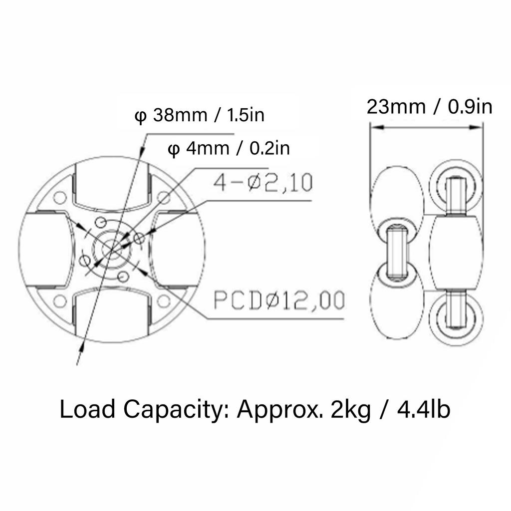 38mm 1.5 Inch Double Aluminum Omni Wheel Robot Omni Directional Wheel with Metal Hubs 14166