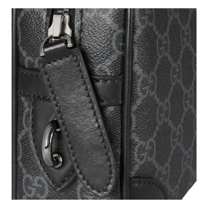 Gucci GG Emblem Brand Letter Pattern Zipper Closure Fabric Toiletry Bag Small Size Men's Black