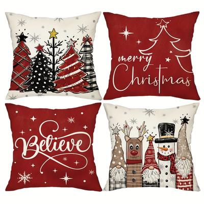 Christmas Pillow Covers - Tree/Snowman/Reindeer | Polyester |Patio/Sofa Decor