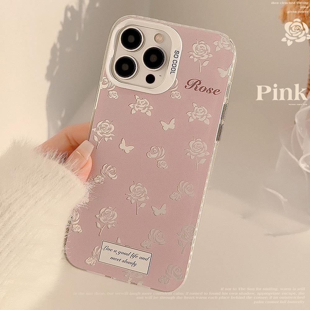 Super Fairy Ins Pink Rose IPhone 16 Suitable for 14Pro Max Mobile Phone Case 12 Apple 13 Laser 11 Anti fall