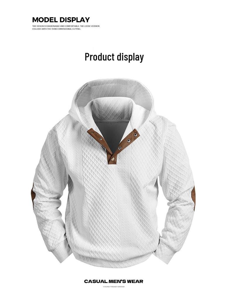2026 Lente Heren Trendy Jacquard Gebreide Casual Hoodie