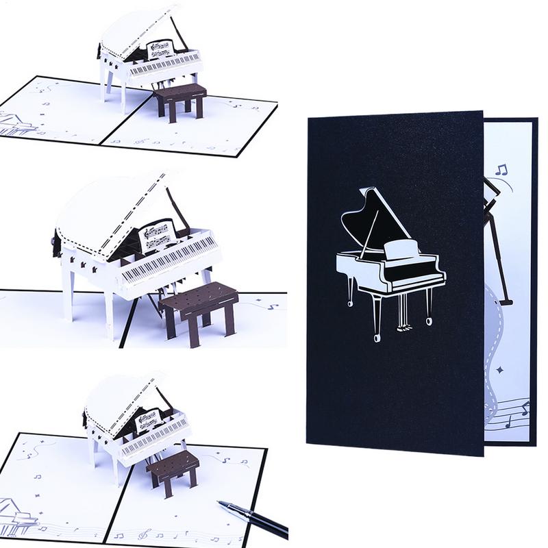 Pop Up-kort Pianokort Papper 3D-kort Roligt Festkort Med Anteckningskort Vikbar Kuvert Födelsedag