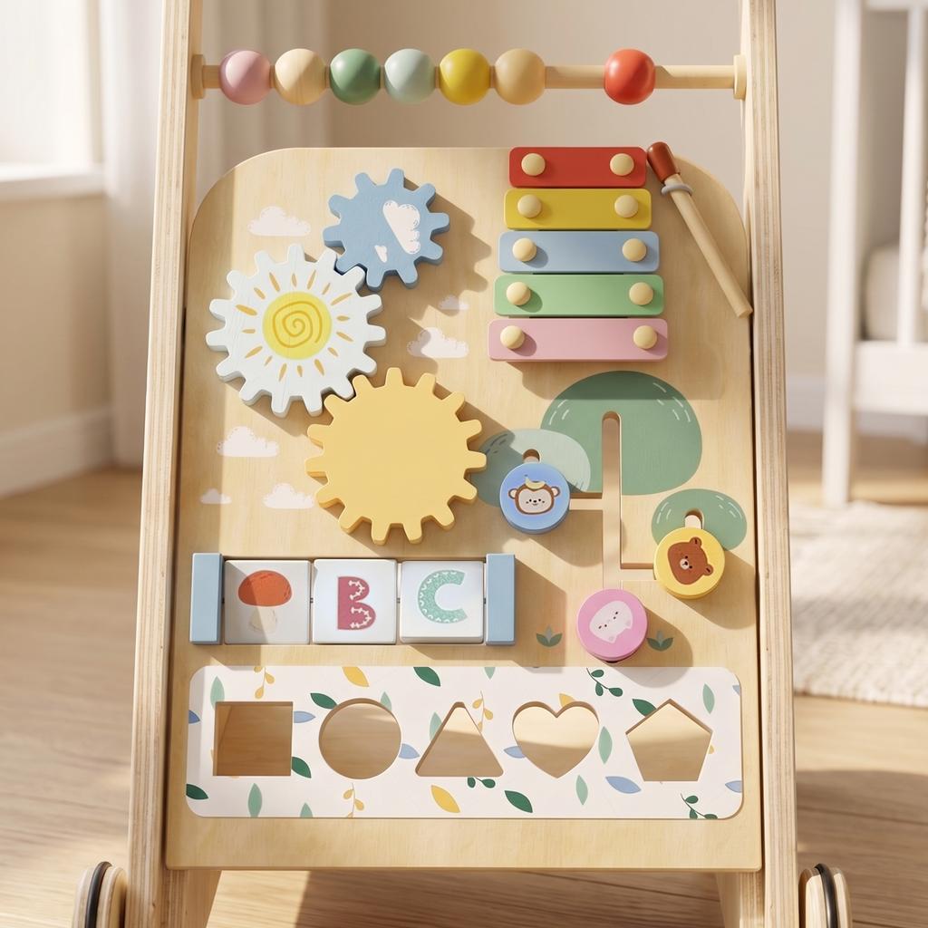 Wooden Baby Walker, Toddler Push Along Walker, 18 Months+, Natural