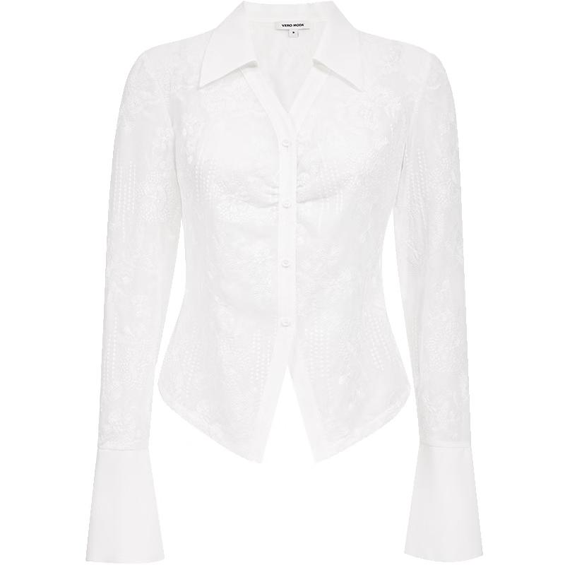 VEROMODA Women s Lace Jacquard Mesh Blouse XS