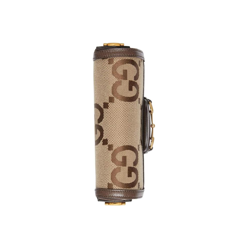 Gucci Horsebit 1955 Jumbo GG Mini Shoulder Bag Beige Brown Canvas Trim  Web Strap Crossbody Handbag for Women Daily Commute 658574-UKMDG-2570