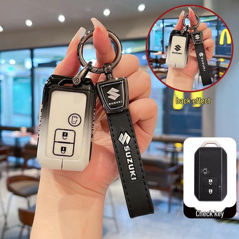 Metal Leather Keychain Shell for Suzuki Hustler, XL7, Solio, Mini Cars