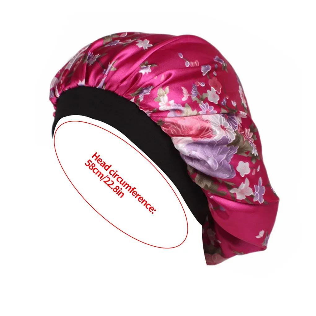 Blumen-Schlafhaube mit breiter Krempe für Frühling, Herbst, Winter, Unisex für Erwachsene, Satin, für Männer und Frauen