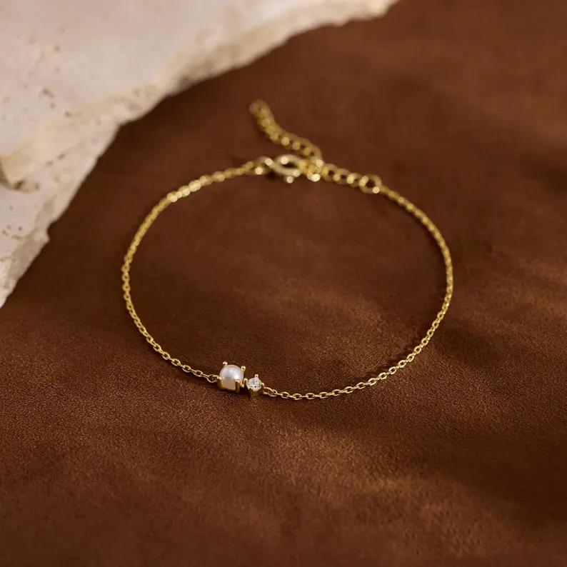 S925 Sterling Silver Pearl Bracelet - Simple Retro Style, Versatile and Elegant for Women