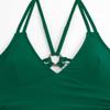 Damen Unifarben Grün Neckholder Badeanzug - Bauchkontrolle Raffung Badedress