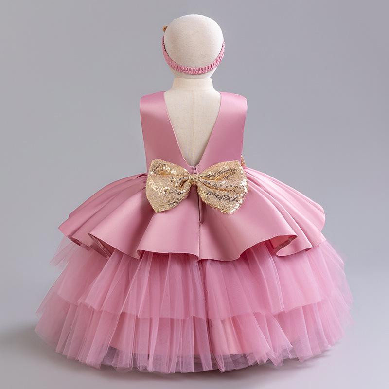 European & American Kids' Tulle Princess Party Dress - Puffy, Tiered Design for Girl's Birthday & Evening Events