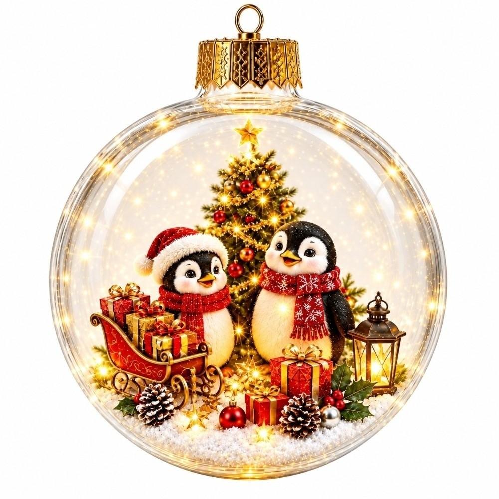 2D Flat Pattern Christmas Ball Ornament Transparent Clear Sphere Bauble  Family Gathering