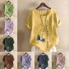 Women's Fashion Christmas Tree Prined RoundNeck Short Sleeve T-shirt Casual Cotton Linen Graphic Shirt Leisure Loose Summer Blouse Tops