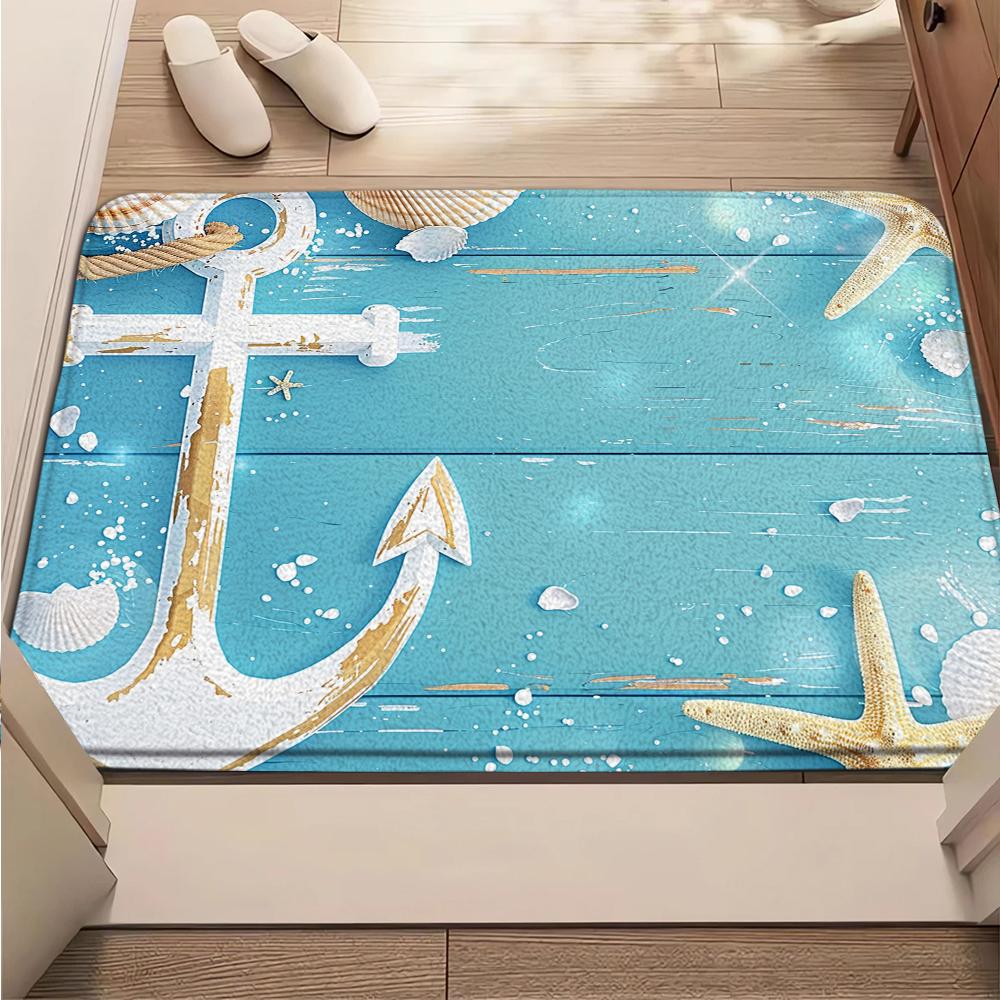 Navigations-Anker-Muster Fußmatte Geeignet für Eingangsbereich Wohnzimmer Schlafzimmer Küche Heimdekoration Teppich Eingangstür-Matte