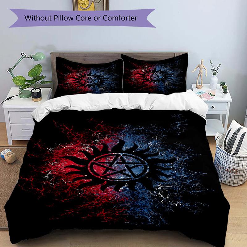 3-teiliges Übernatürliche Symbole Bettwäsche-Set - 1 Bettbezug + 2 Kissenbezüge, Ganzjahres-Schlafzimmer-Ausstattung, Perfekt für Zuhause079
