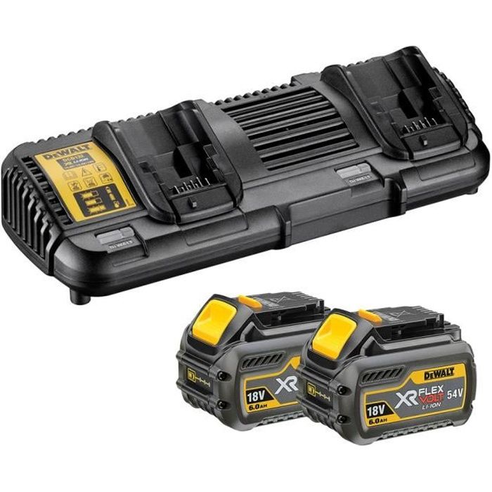 Pack De 2 Batteries XR Flexvolt Li-Ion 18 - 54 V 6 Ah + Chargeur Double - DEWALT - DCB132T2