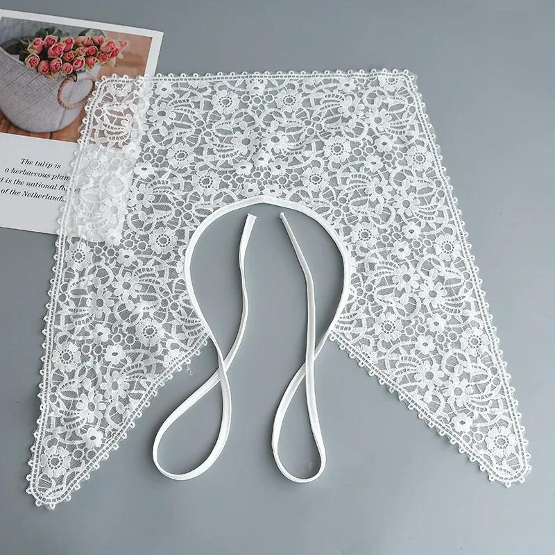 Women Shirt Solid Color Fake Collar Shouder Wrap Girls Student Adjustable Bowknot Bottoming Shirt False Collar Shawl for Daily Use