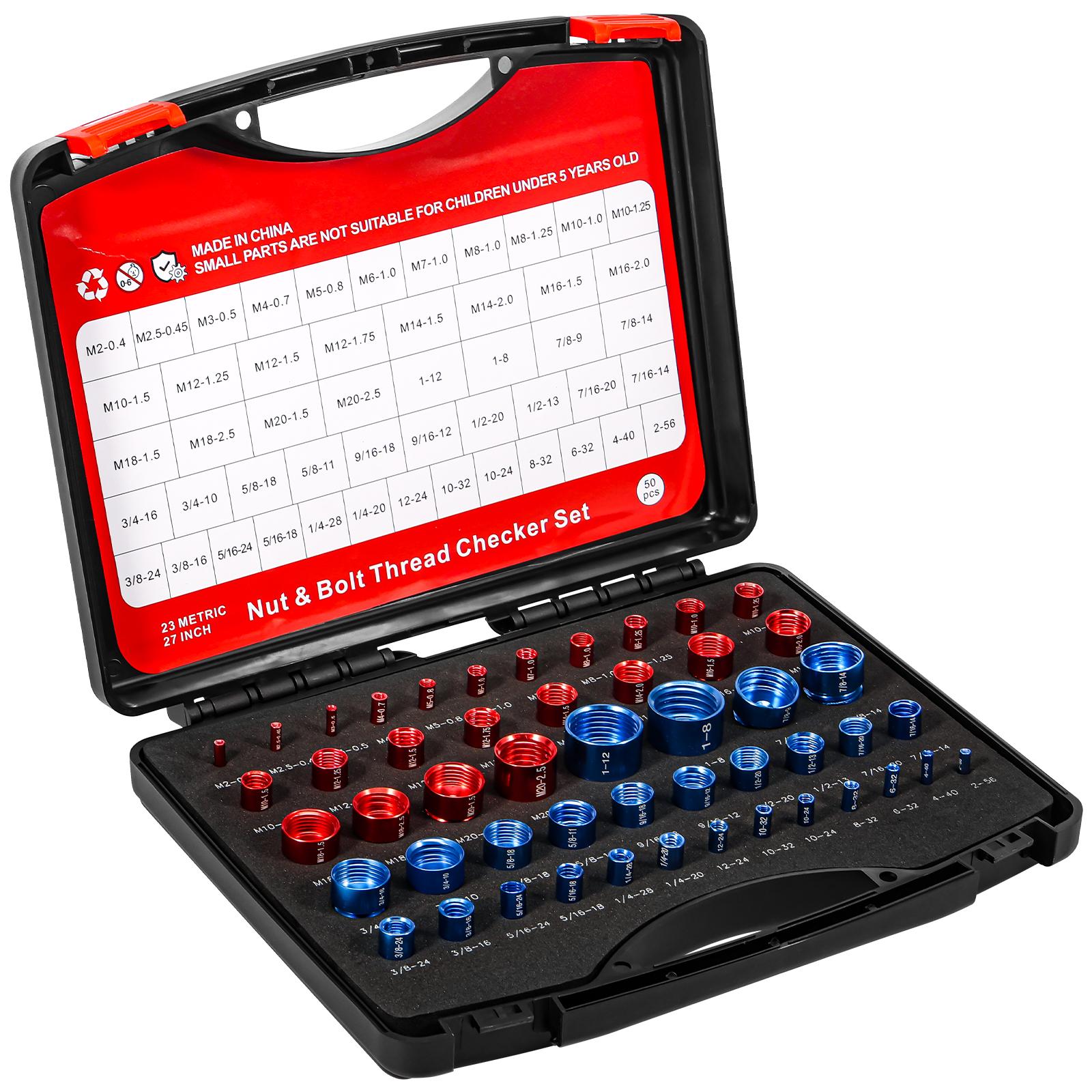 50 шт. портативный измерительный инструмент из алюминиевого сплава для метрических и имперских болтов и гаек, съемный, износостойкий, прецизионный, инспектор резьбы болтов и гаек
