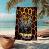 Custom Name Ultra-Soft Beach Towel with Leopard Theme,Ideal for Pool - Camping, Diving - Perfect Travel Essential, Vibrant Beach Towel.