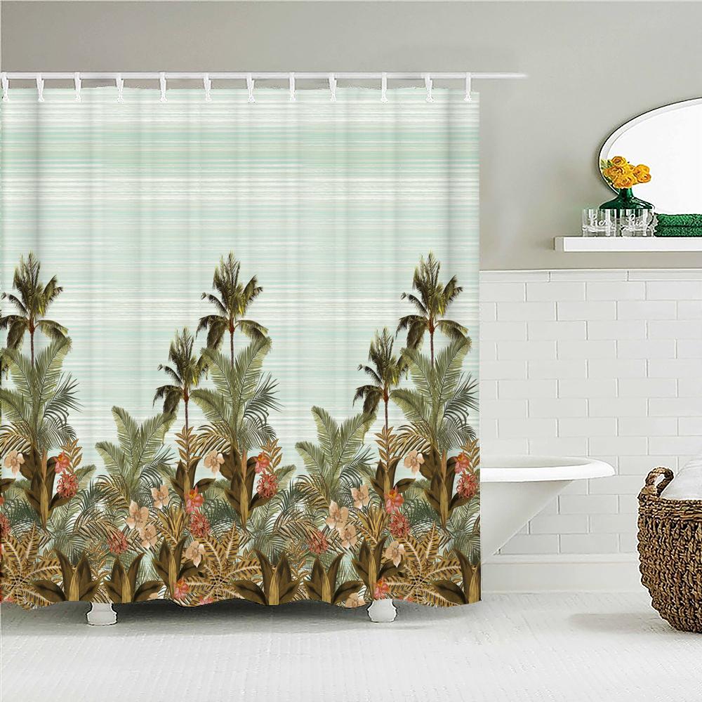 3D Colorful Flowers Leaves Birds Printing Bathroom Waterproof Shower Curtain with Hooks Home Decoration Polyester Bath Curtains