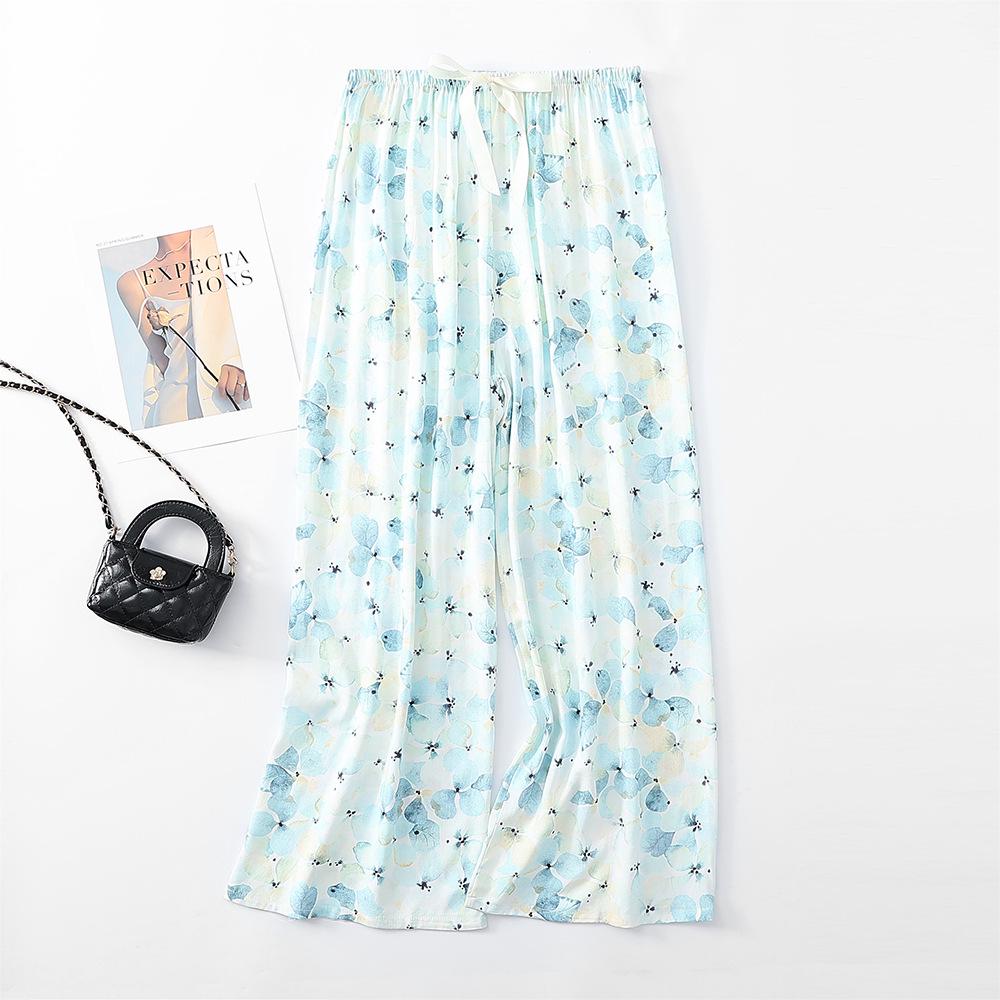 Women's Breathable Cotton and Silk Wide-Leg Pajama Pants for Casual Summer or Home Wear