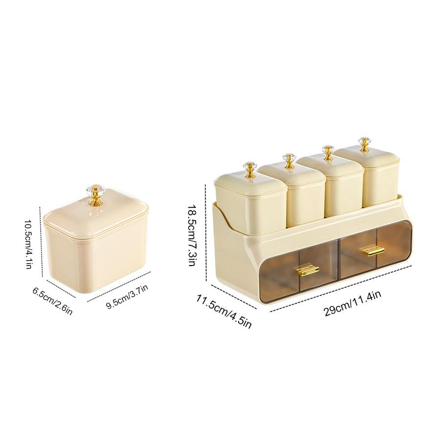 Double-layer Spice Box, Desktop Moisture-proof Seasoning Bottles with Lids, Multi-compartment Condiment Seasoning Jars