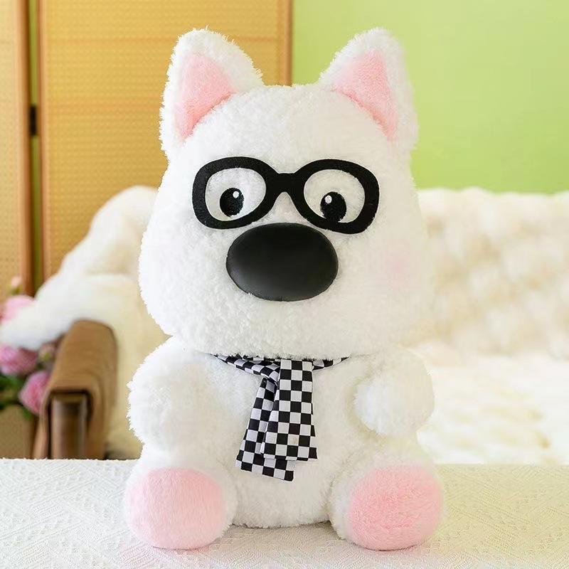 

Cute Cute Glasses Dog Doll Plush Toy West Highland Puppy Children Bed Doll To Sleep With Birthday Gift 24cm