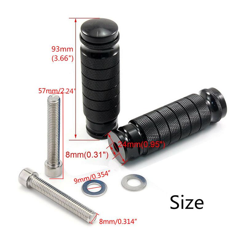 1 Pair Universal CNC Aluminum Motorcycle Rear Foot Pegs M8 Anti-Slip Footrests Pedals for Yamaha for Honda for Kawasaki Motorbike Passenger Modify