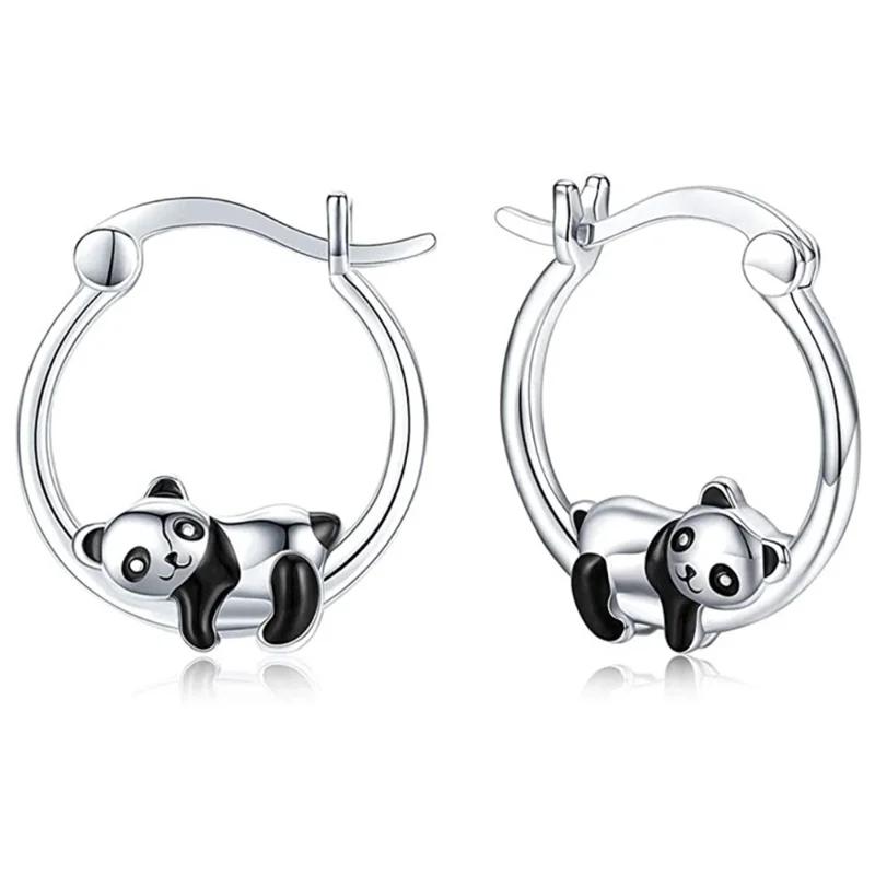 Huitan Creative Footprint Shape Black Enamel Hoop Earrings for Women  Color Circle Earrings Fancy Gift Teens Girl Jewelry