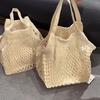 Xiaohongshu Trendy Cotton Knit Hollow-out Tote Bag for Women – Unique Design Net Handbag