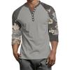Top Masculino de Manga 3/4 Raglan Contrastante com Botões