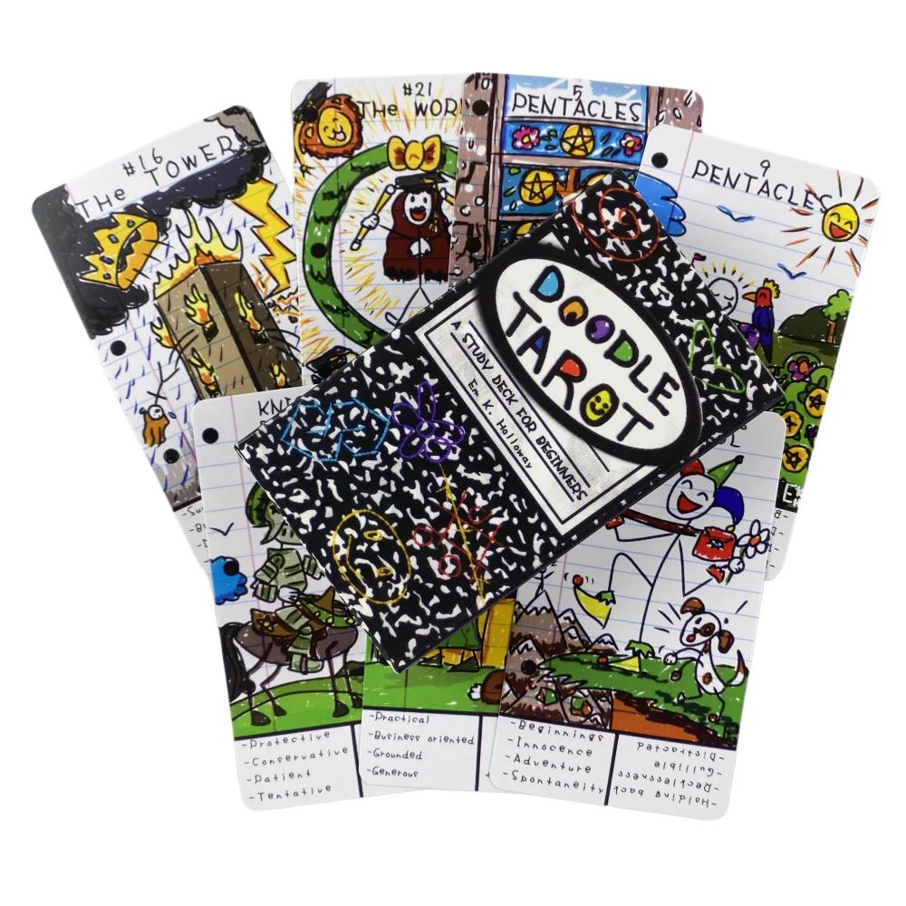Doodle Tarot Cards A 78 Study Deck for Beginners Deck Oracle English Visions Divination Edition Borad Playing Games