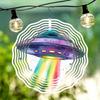 3D Kinetic Wind Spinner Alien UFO Design Metal Hanging Ornament for Outdoor Garden Yard Halloween Christmas Housewarming Decor