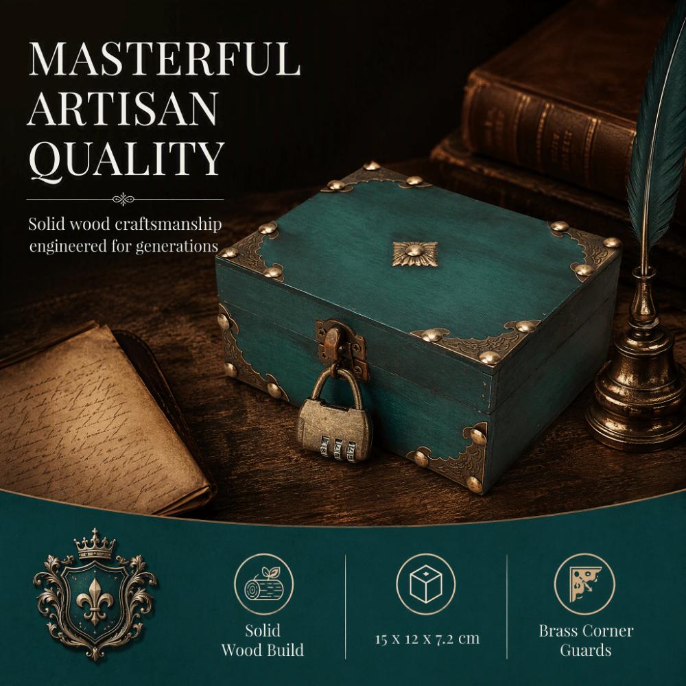 Three Digit Combination Lock Vintage Jewelry Box Necklace Earring Organizer Collectibles Display