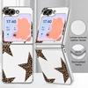 Colorful Stars Print Phone Case For Samsung Galaxy Z FlIP 7 FE 6 5 Z Flip7 Flip6 Flip5 Luxury Plating PC+PU Leather Hybrid Folding Phone Cover