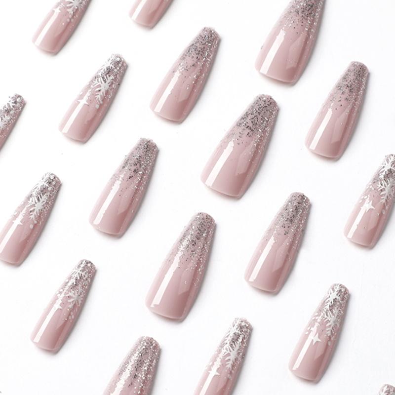 Faux ongle Flocon de neige étoile de Noël pièce d'ongle Autocollant d'ongle pour nail art Pièce d'ongle amovible Faux ongle