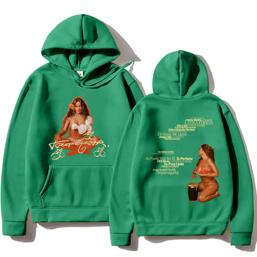 2025 Women's Multicolor Hoodies Karol G Tropicoqueta Tracklist Pullovers Hip Hop Long Sleeve Streetwear Unisex Y2K Clothes Tops