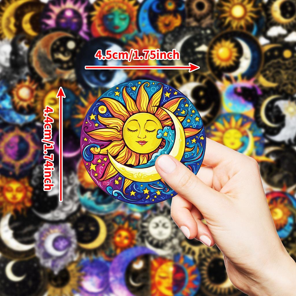 50 Black Art Moon And Sun Stickers Mobile Phone Computer Helmet Stickers