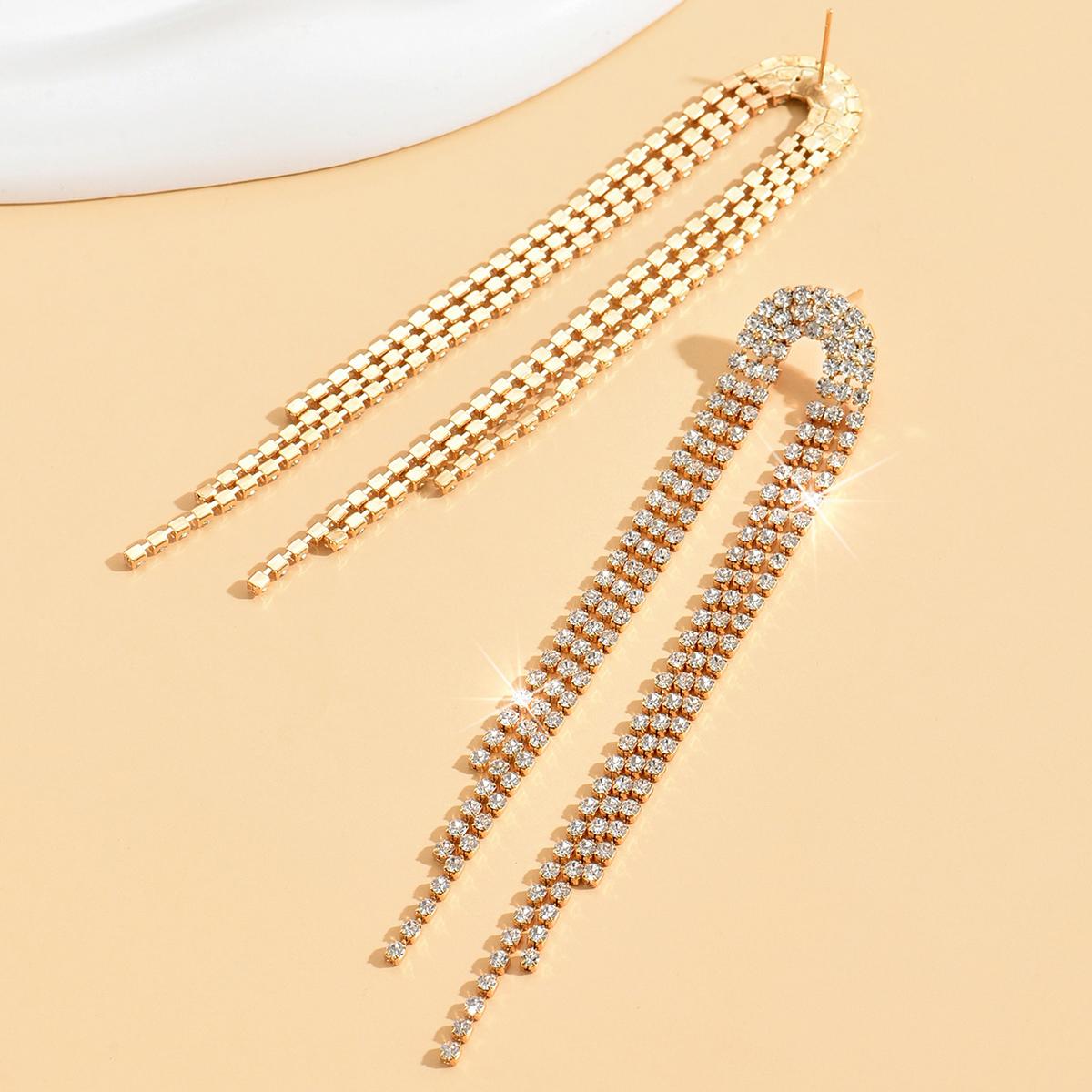 

Shiny Full Rhinestone Drop Earrings For Women Fashion Exaggerated Long Tassel Earring Bridal Wedding Evening Party Ear Zircon